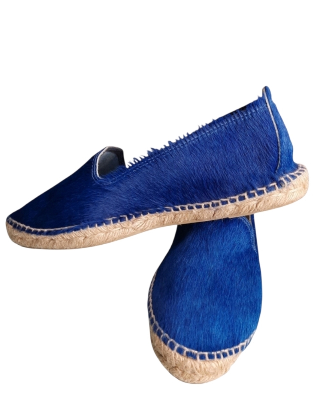 Manebi Royal Blue Genuine Calf Hair Leather Jute Espadrille SZ EU39